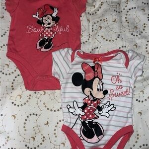 Disney Minnie Mouse Pink and White Bodysuits